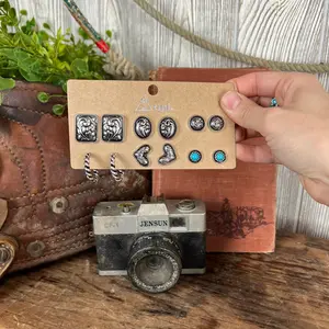 Western Floral Stud Earrings - Set of 6