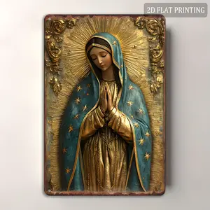 Our Lady of Guadalupe Vintage Metal Tin Sign, Virgin Mary Religious Wall Art, Perfect Catholic Home Decor & Faithful Gift