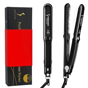 Steam Hair Straightener Professional Salon Ceramic Tourmaline Vapor Flat Iron 2 in 1 Straightening Curling Iron Dual Voltage LED Temp