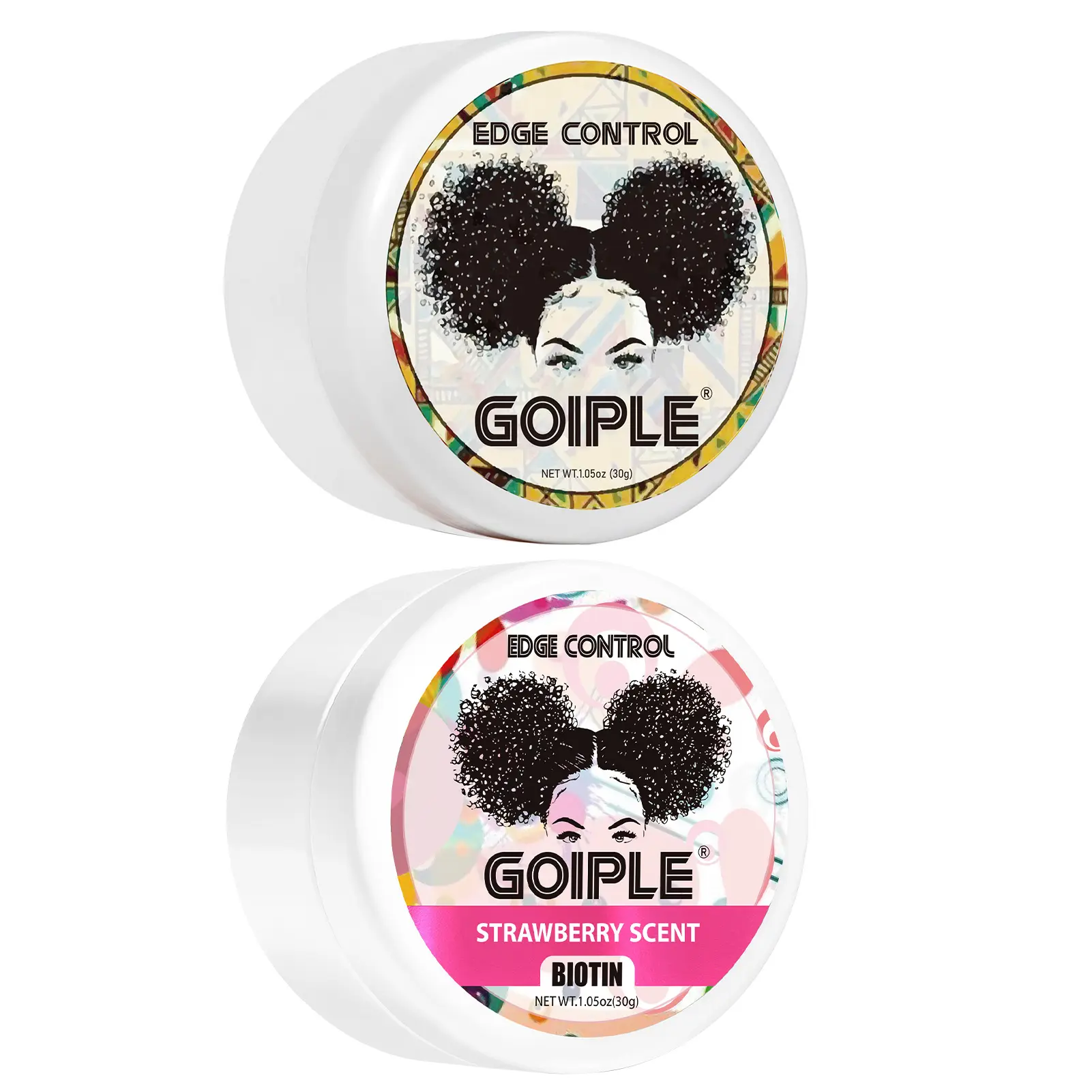 2 Counts  30g Edge Control Wax for Women - Strong Hold, Non-Greasy, Smooths Edges, Strawberry and Pineapple Scents Gel Moisturizing Organic Haircare