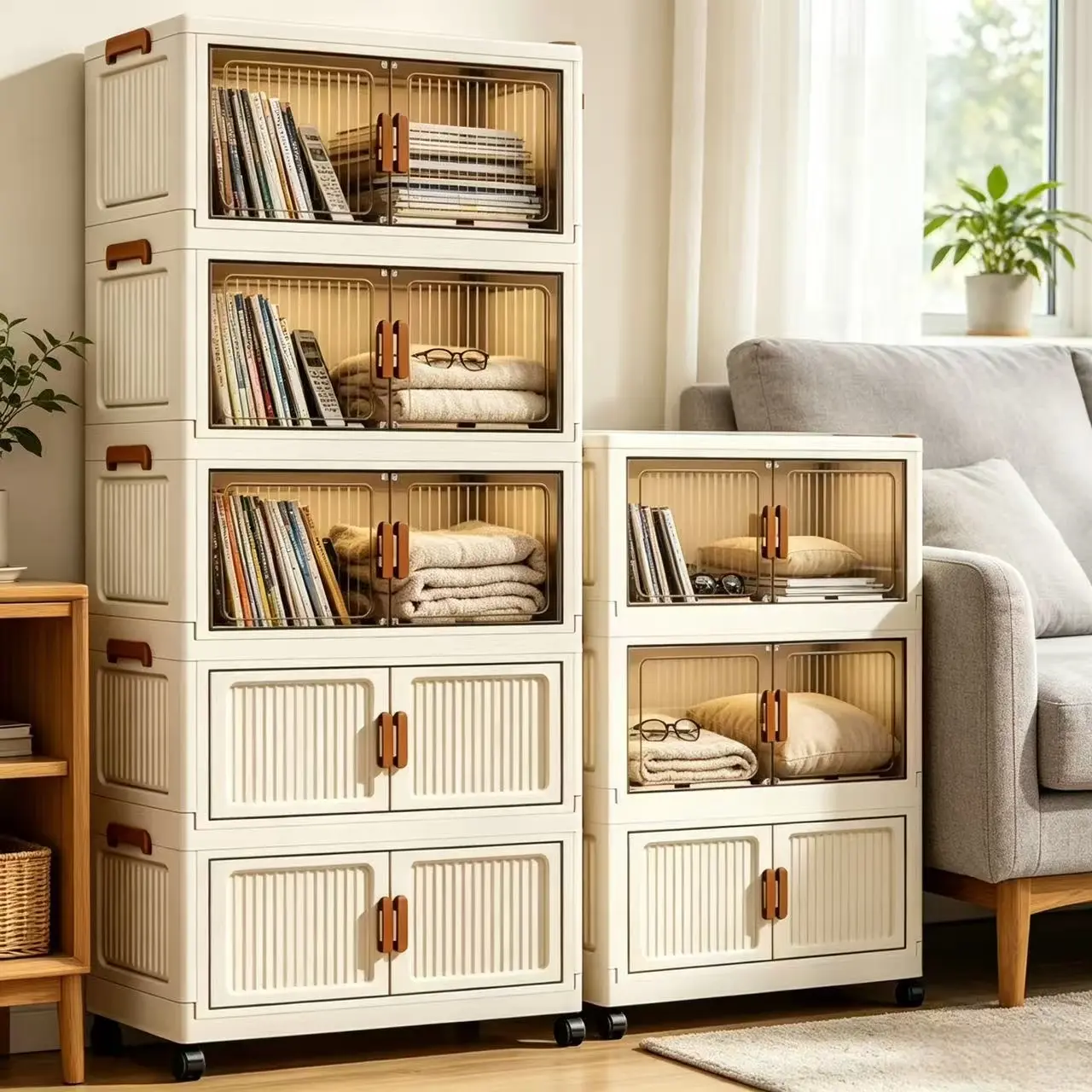 Multi-functional 3/5-layer foldable storage box - waterproof and dustproof, with a lid and double doors, suitable for organizing clothes, quilts, books at home, applicable to living rooms, bedrooms, wardrobes, studies, kitchens, storage items