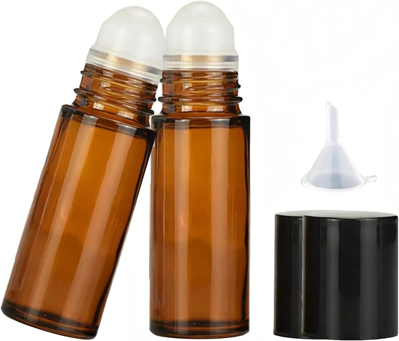 Large  Glass Roller Bottles Refillable – Roll On Bottles for Essential Oils, Perfume, Deodorant & DIY Blends with Leakproof Cap (2 Pack) (50, Milliliters)
