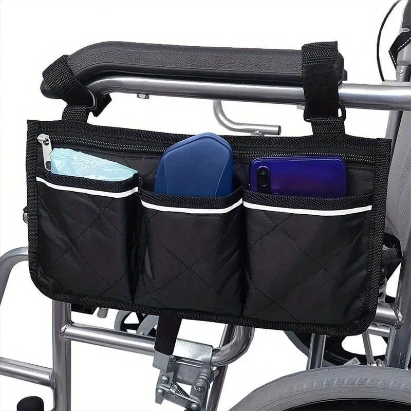 1pc Walker Electric Scooter Wheelchair Armrest Side Storage Bag Seat Armrest Storage Bag Zipper Organizer Storage Pocket Multifunctional Organizer