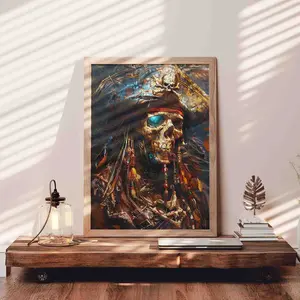 1000-Piece Pirate Skull Captain Jigsaw Puzzle, 27.5x20in (70x50cm), Stress Relief Brain Exercise Game for Adults, Ideal Gift, Home Wall Decor