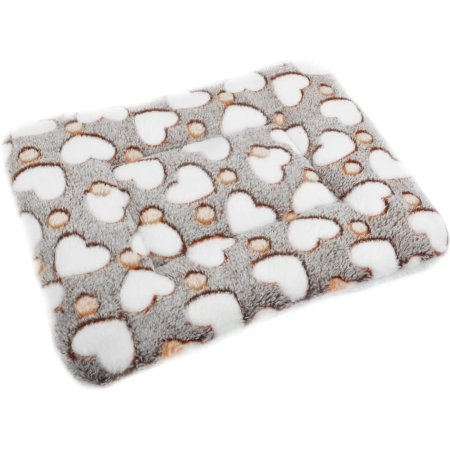 Small  Bed Mat, Soft & Warm, Suitable for Guinea Pig, Hamster, , Rat and Bearded Dragon (X-Large(13.3''x9.4''), Heart Brown)