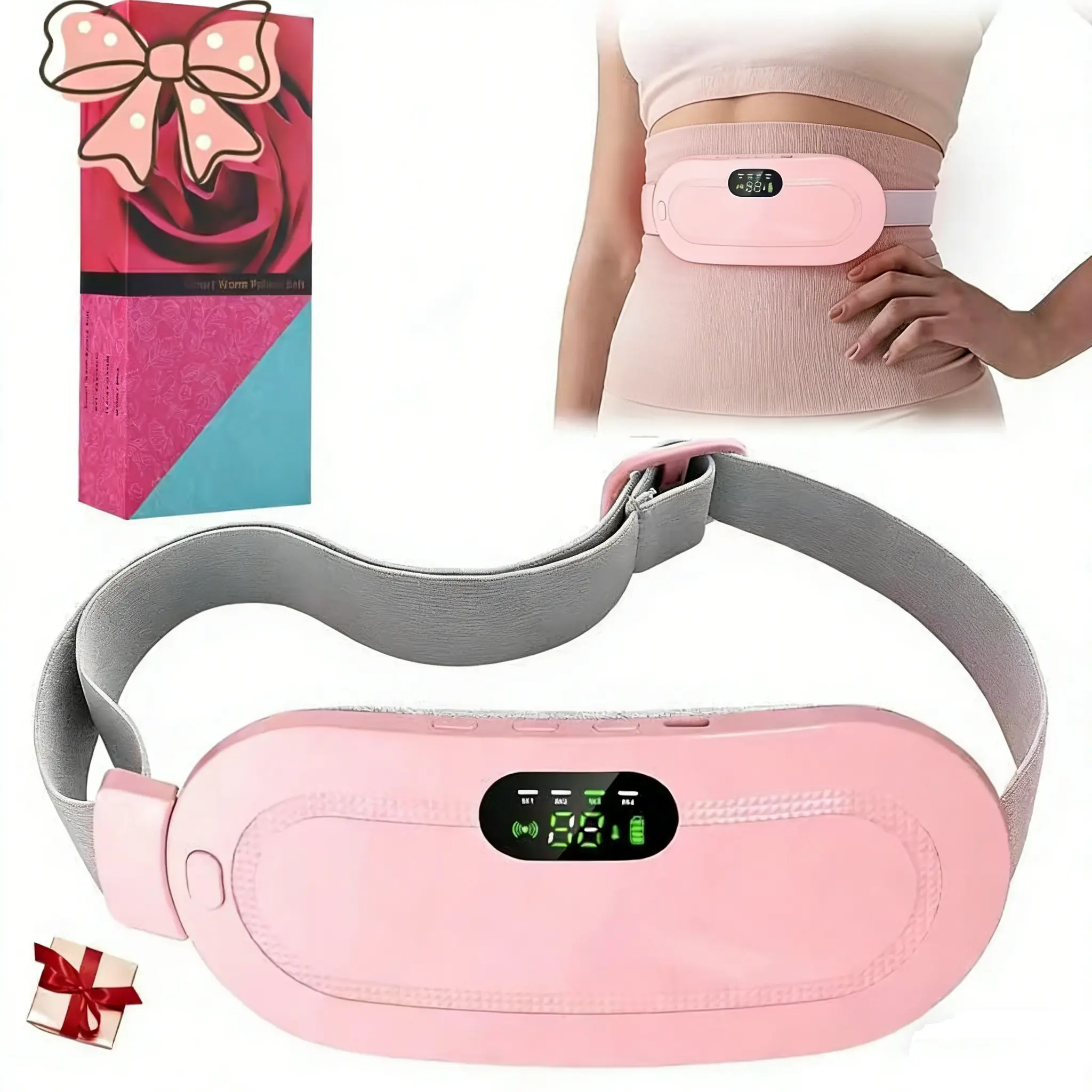 Menstrual Heating Pad Electric Cordless USB Charging Heated Pad Adjusted Portable Belt Heat Pad Electric Waist Belt Device for Cramp Warm Gifts for Women Mother's Day Gift