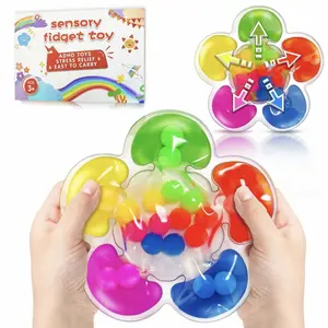 Color Sorting Sensory Toys 5-Color Flower Design Matching Learning Toys for Toddlers 5-10 Years Old Non Toxic Gel Filled Ultra Soft Rubber Beads