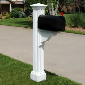 212 MAIN Classic Manchester Mail Post - White, Instructions Included, Polyethylene Construction with UV Inhibitors, Medium/Large Mailbox Hardware Pack (Model 5852W)