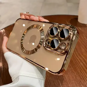 Luxury Magnetic Wireless Charging Transparent Phone Case for iPhone 17 16 15 14 13 12 11 Pro Max, Ultra-Thin Soft Tpu Shockproof Casing