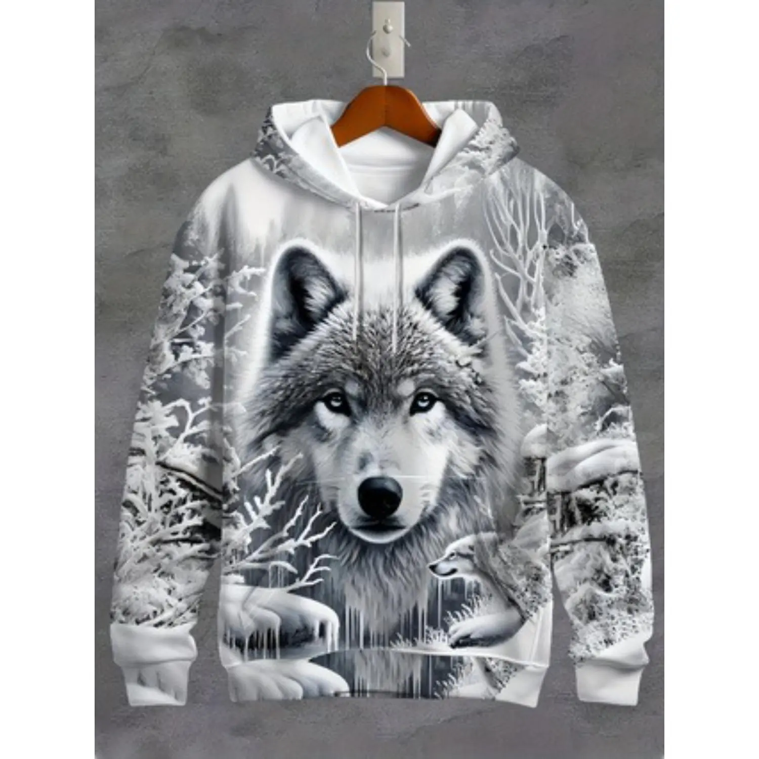 3D Men's Long-Sleeve Casual Hoodie with Wolf Print – Perfect for Leisure, Sports, and Everyday Wear in Spring, Autumn, and Winter – Must-Have Gift!