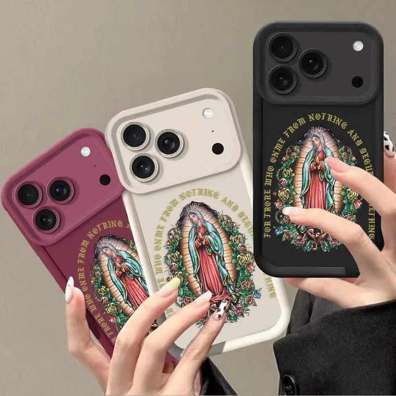 Unique Virgin Mary Image TPU Cell Phone Case Cover - Shockproof, Non-Slip Protection Accessory for iPhone 17,16 Pro Max,16E,16 Plus,15,14,13,12,11,XS,Max | Smartphone, Cellphone, Handheld Devices Accessories