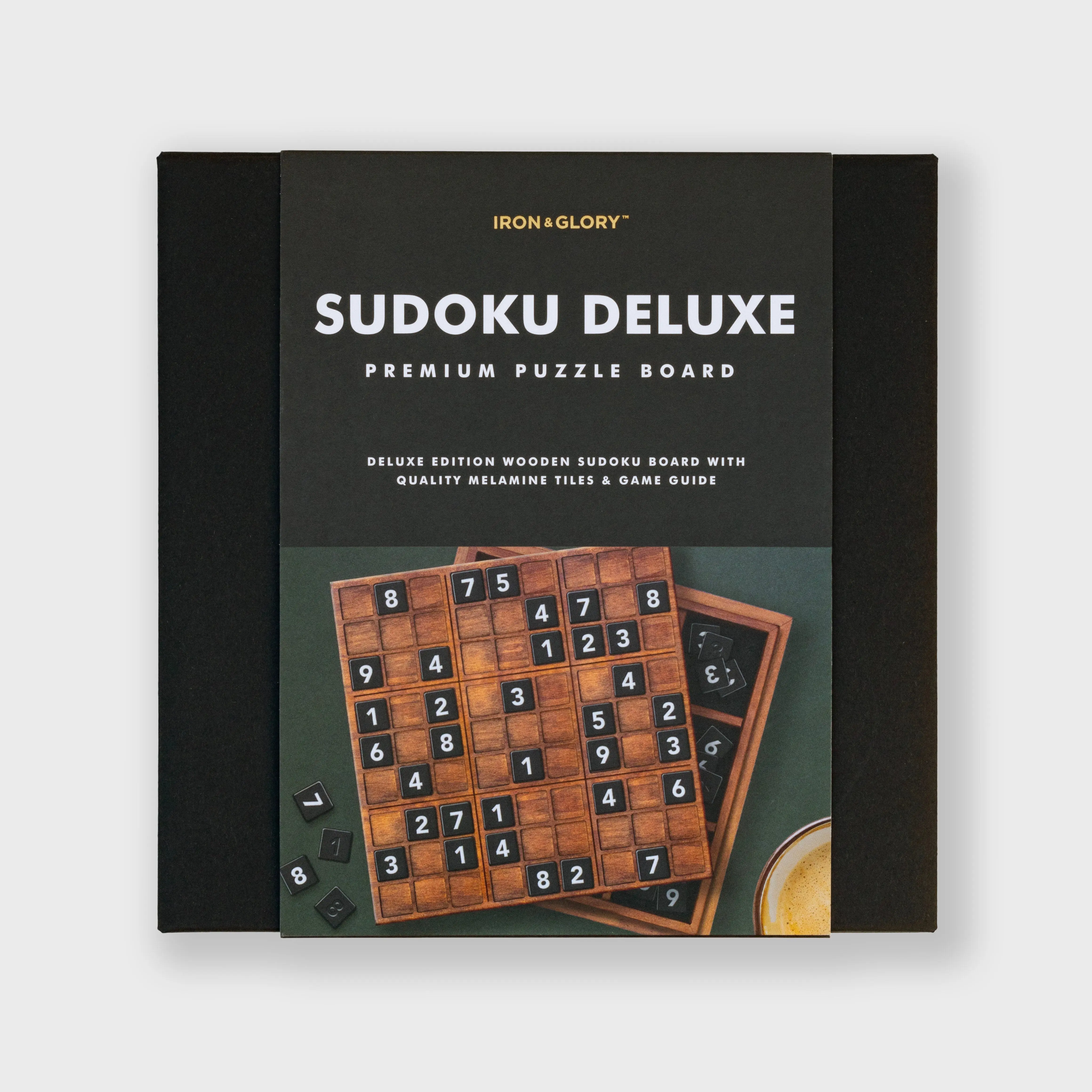 Iron & Glory Deluxe Wooden Sudoku Puzzle Game XLarge - Brain Teaser 81 Numbered Melamine Tiles & Comprehensive Guide - Travel Board Game for Friends & Family - Ideal Retro Novelty Gift & Home Decor