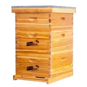 MayBee Hives 3 Layer Cedar Wood Bee Hive Kit include Wax Coated Beehive Deep Box & Medium super bee box, with Beeswax Coated Plastic Foundation,  Plastic Queen Excluder,Langstroth beekeeping supplies Complete Starter Kit for Beginners beekeepers