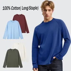 Mega Tshop Menswear Casual T-Shirt - 6.35 oz 100% Cotton Midweight, Long Sleeve Round Neck Plain Minimalist Cut Medium Length Raglan, Loose-Fitting Unisex Soft Top, Standard Sizes,summervibes summervibes
