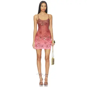 Leslie Amon x REVOLVE X Revolve Angel Mini Embroidered Dress in Pink & Red