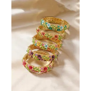 Vintage Flower Design Bangle, Fashionable Hollow Out Design Bangle for Women & Girls, Trendy All-match & Exquisite Jewelry for Birthday Gift, High Quality Bracelet