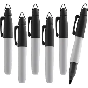 Mini Permanent Markers Assorted Colours Fine Point 6 Count Black