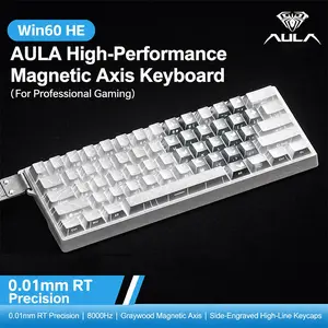 AULA WIN60 HE mini keyboard, Gaming Keyboard, 61-key wired connection, plug and play, cool RGB lighting effect, magnetic axis hot plug, specially designed for e-sports games, quick trigger response, suitable for notebook/computer equipment connection.