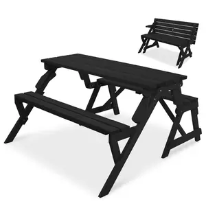 Best Choice Products 2-in-1 Outdoor Interchangeable Wooden Picnic Table/Garden Bench for w/ Umbrella Hole
