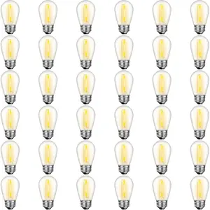 36 Pack S14 LED Bulbs for Outdoor String Lights, Shatterproof Replacement Edison Bulbs for Patio String Lights Outdoor Waterproof, Warm White 2200K, Dimmable, E26 Standard Base