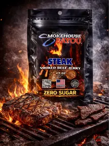 Smokehouse Bayou Steak Smoked Beef Jerky – Zero Sugar – 2.5 oz – High Protein Snack