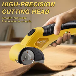TANLOOK Cordless Electric Scissors, USB Rechargeable Fabric & Box Cutter with Safety Lock, Replaceable Blades, Easy Cutting for Cardboard, Leather & Plastic