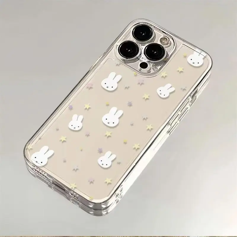 Miffy Kawaii Cartoon TPU Transparent Shockproof Phone Case - Full Print, Fingerprint-Proof, Resists Yellowing Over Time, Cute Rabbit Accessory for iPhone 17 Air,16 Pro Max,15 Pro Plus,14,13,12,11