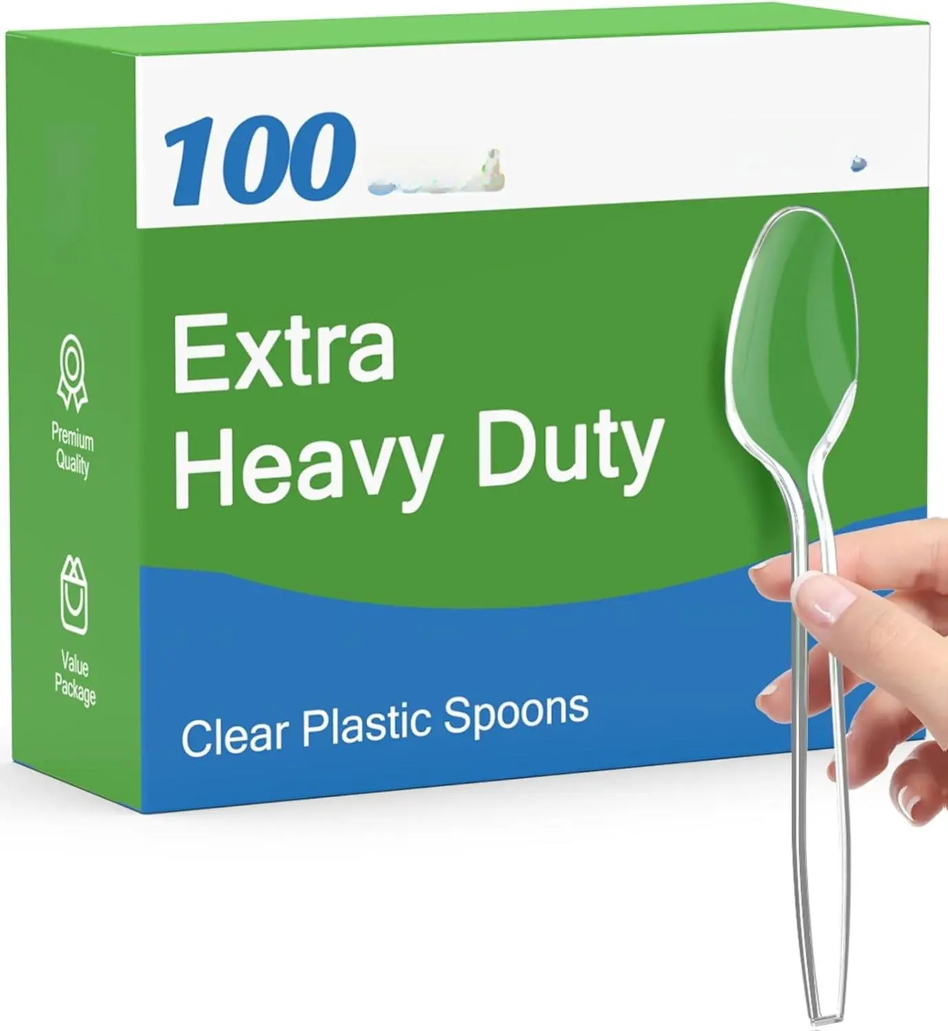 100 Count Clear Plastic Spoons Disposable, BPA-Free, Heat Resistant, Solid and Durable Disposable Spoons Heavy Duty Bulk, Premium Spoons plastic disposable for Party Supply