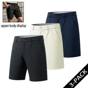 Men’s casual twill cotton skorts; slim straight dress shorts for business formal wear; breathable, lightweight, stretchy golf work knee-length shorts