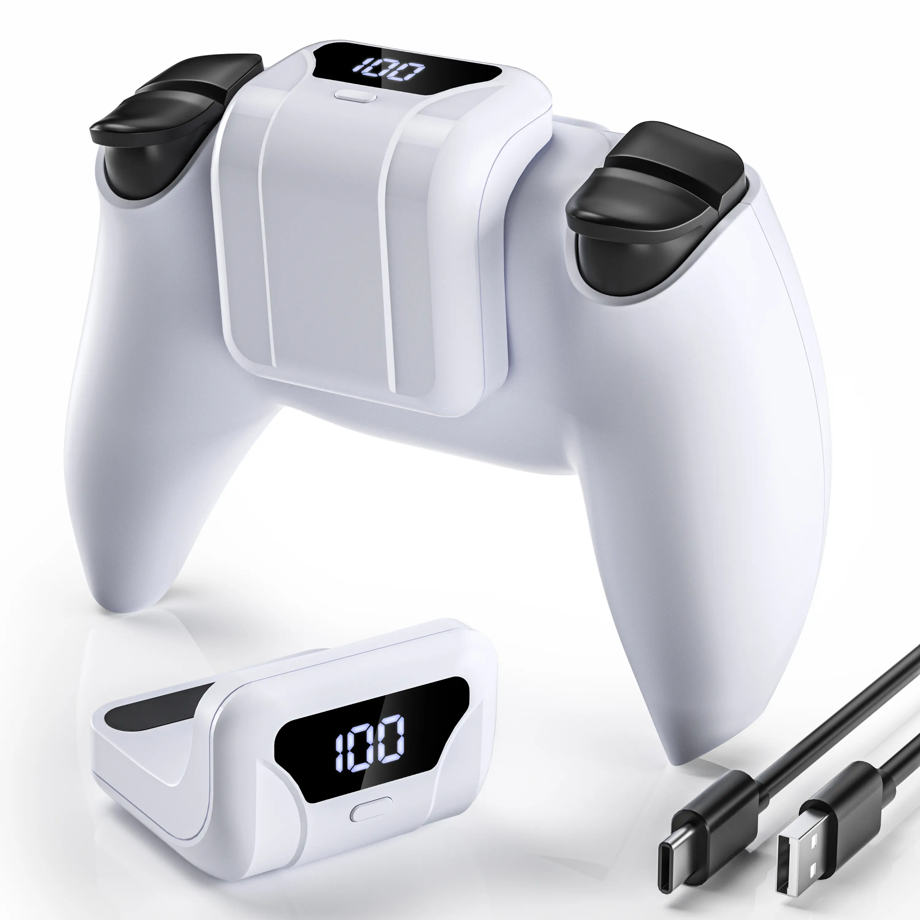 Portable 1800mAh PS5 Controller Battery Pack, Ultra-Light Rechargeable Game Controller Charger with Secure Back Clip,Gaming Console Accessories