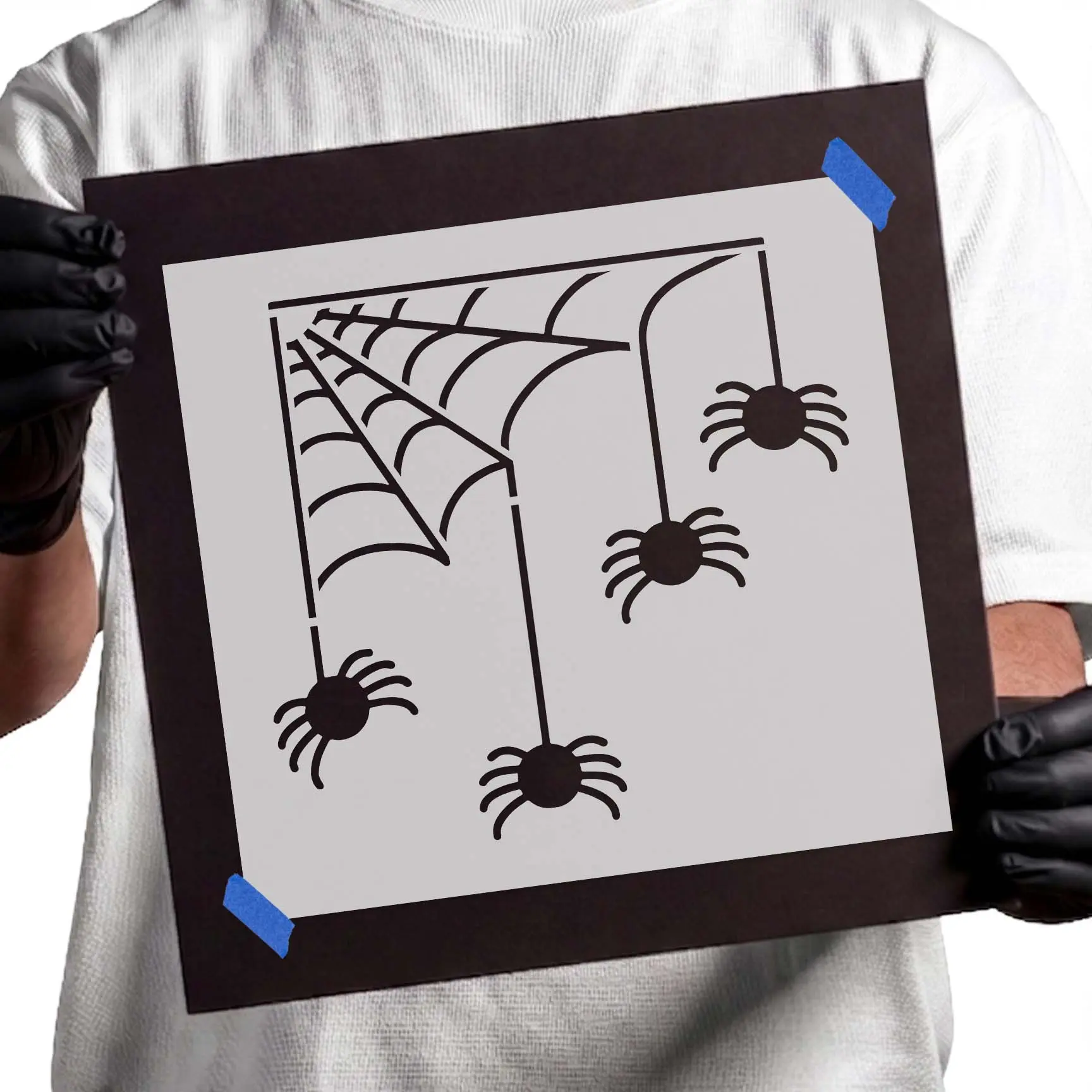 Spiders on a Web Stencil