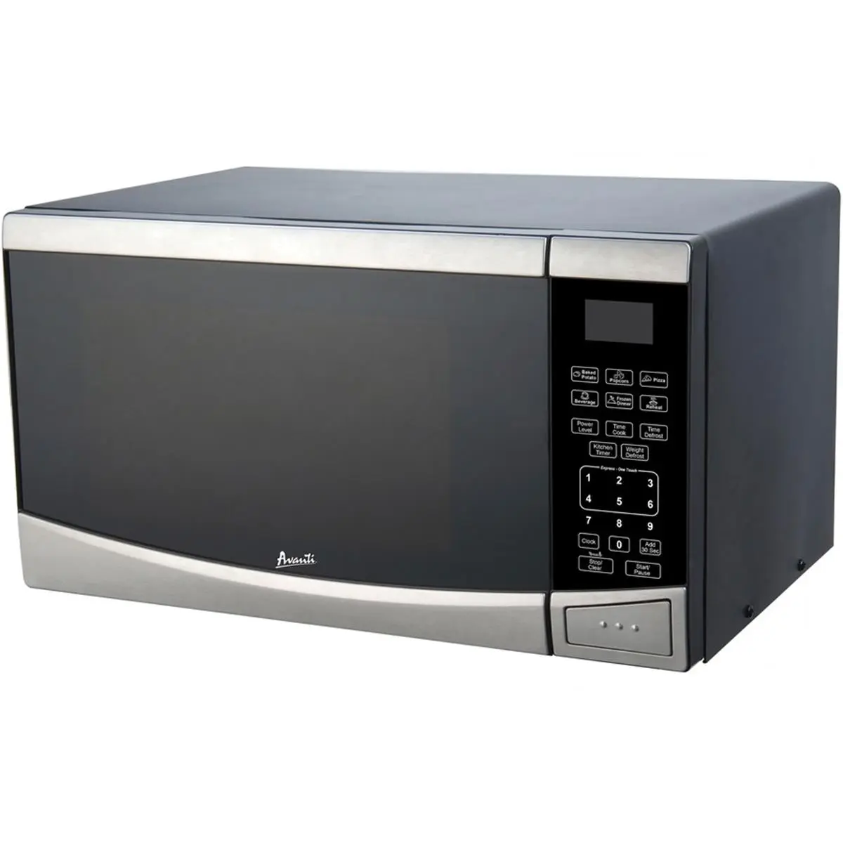 Avanti AVAMT09V3S Single Stainless Steel Touch Countertop Microwave Oven - 0.9 cu. ft., 19 in., 11.0 to 11.9 in Rectangular, 120 VAC Plug, Child-Lock Safety, Digital Touch-Pad Controls, Pre-Set Cooking Controls, Turntable with Glass Tray