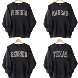 [Sale Off 50%] Camo State Name Black Sweatshirt, Varsity-Inspired College Crewneck Pullover, Retro Team Spirit Sweater, Unisex Gift