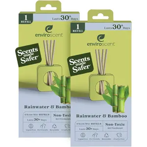 Non-Toxic Air Freshener for Home – Rainwater & Bamboo Scent, Essential Oil Diffuser with 8 Refill Sticks, Lasts 30+ Days