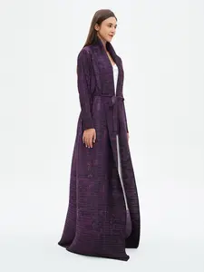 Miyake Women's Belted Abaya Long Robe Cardigan Windbreaker Coat, Arab Style Ethnic Clothing, Ramadan Fashion Party Essential, Commuter Must-Have