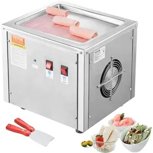 VEVOR Commercial Ice Roll Maker,Stir-Fried Yogurt Cream Machine 220W, Ice Cream Roll Machine with 9.4" x 11" Square Pan, Button Defrost Method with Food Shovels Perfect for Bars,Cafes Dessert Shops