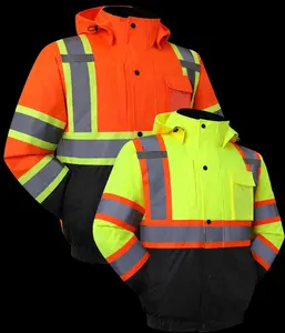 High Visibility Reflective Jackets for work, Waterproof Class 3 with Pockets, Mens Work Construction Coat for Cold Weather safety jacket