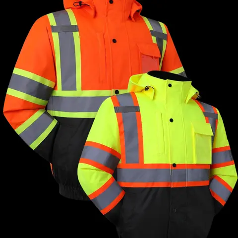 High Visibility Reflective Jackets for work, Waterproof Class 3 with Pockets, Mens Work Construction Coat for Cold Weather safety jacket