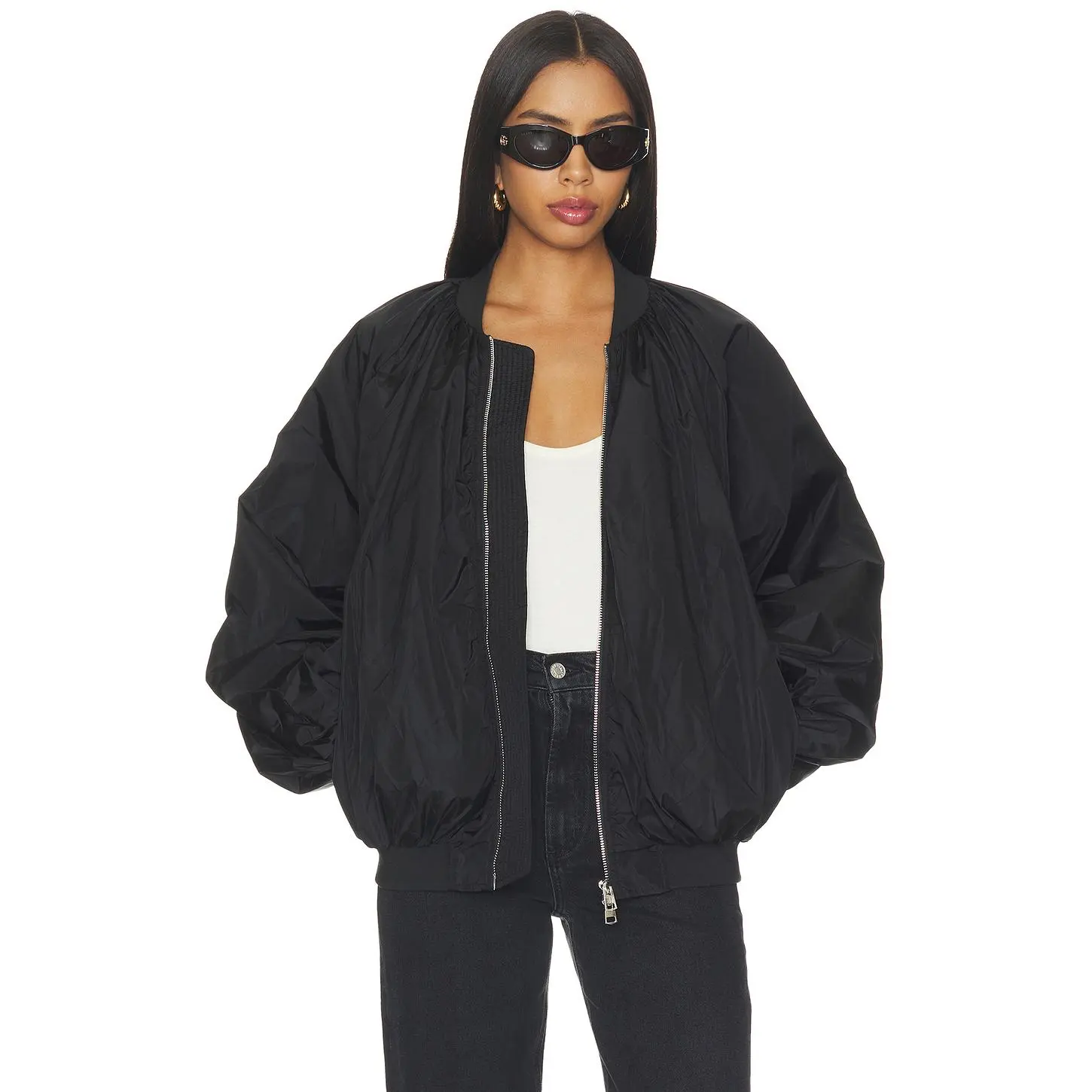 AGOLDE Raffi Bomber Jacket in Black