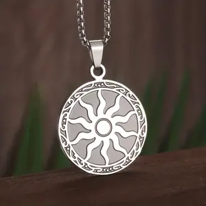 1pc Men'S Stainless Steel Vintage Apollo Amulet Sun God Pendant Necklace, Mythology Amulet Jewelry, for Men, Fashion