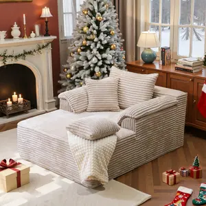 Boneless Chaise Lounge sofa bed Made of soft corduroy fabric deep cushion design With cloud handrails Suitable for living rooms, bedrooms, game rooms, and study rooms