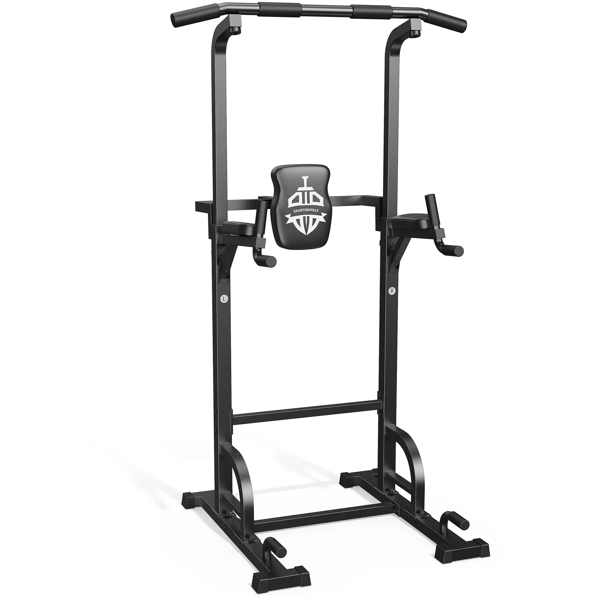 FED Fitness Sportsroyals Series PT4 Power Tower Pull Up Stand - 450LBS Powder-Coated Alloy Steel Home Workout Equipment, Adjustable Dip Station with Assisted Pads, Push Up Board, Unisex Strength Training Gear (Prevents Arms From Slipping)