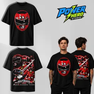 Vintage RED RANGER Power Rangers TURBO Heavy Cotton T-Shirt – Retro 90s TV Series, Movie & Game Superhero Graphic Tee, Classic Comic Style Unisex Top For Fans & Collectors