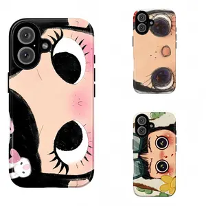 JIACC Dreamy INS Glittering Big Eyes Comic Girl Phone Case for iPhone 17 ProMax Plus Air 16 15 14 13 12 11 X XR & SamsungS25 S24 S23 S22 Ultra, Aesthetic Protective Cover Tough Phone Case Unique gift options