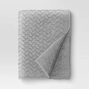 Chunky Chenille Throw Blanket Gray - Threshold