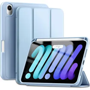 for iPad Mini 7/6 Case 2024/2021 (A17 Pro), for iPad Mini 7th/6th Generation Case 8.3 Inch with Pencil Holder, Slim Trifold Stand Cover with Soft TPU , Auto Sleep/Wake, Sky Blue