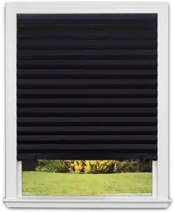 6-Pack No Tools Original Blackout Pleated Paper Shades, Black, 36" W x 72" L