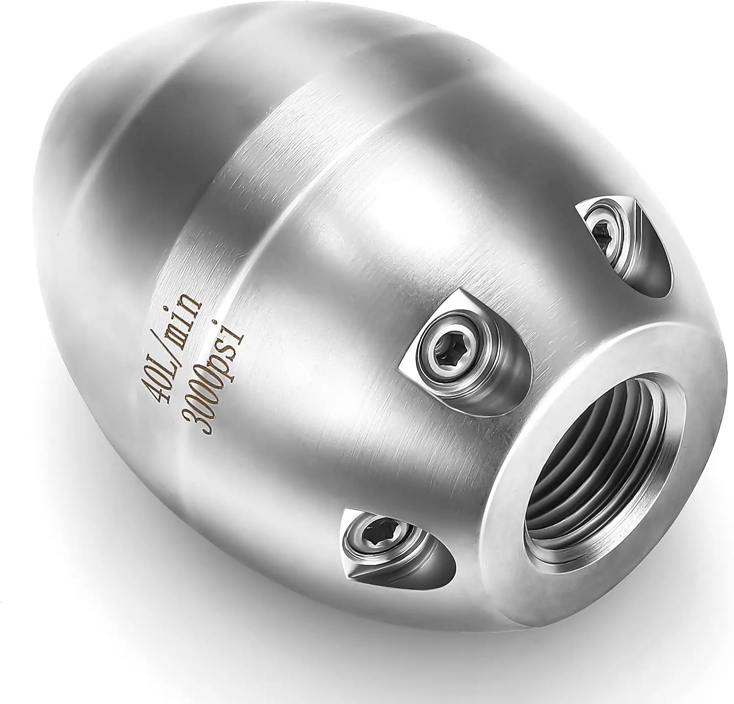 Tool Daily 3/8” NPT Fitting Threaded Stainless Steel Sewer Jetter Nozzle for Pressure Washer, High Flow 40 L/Min, Powerful Jets 3000 PSI Drain Cleaning Accessory