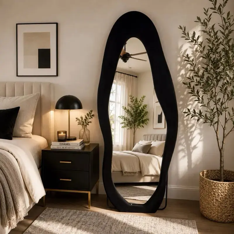 Hessence House Full Length Body Mirror 63 Inch, Floor Standing Leaning Wall Mirror for Bedroom Living Room, Large Tall Vanity Mirror