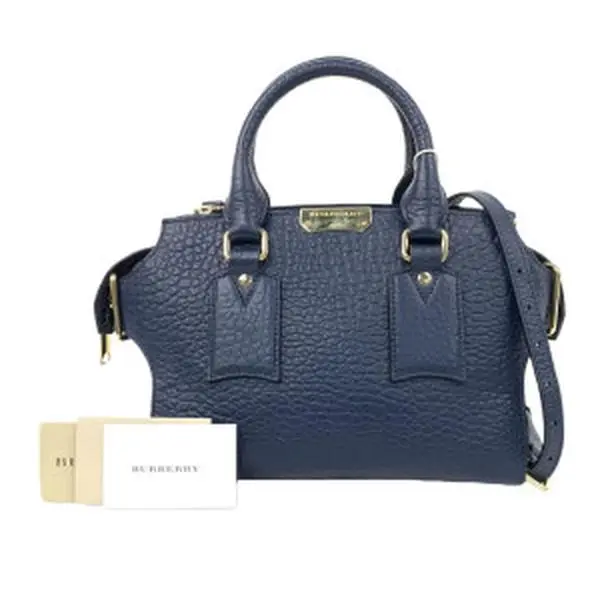 Pre-owned BURBERRY As Shown Crossbody Bags Blue Carbon Signature Grain Leather Clifton 2.24